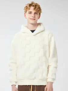 StyleCast x Revolte Men Self Design Hooded Sweatshirt