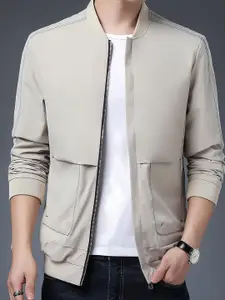 StyleCast x Revolte Men Stand Collar Solid Casual Windcheater Jacket