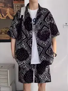 StyleCast Paisley Printed Shirt Collar Short Sleeves Shirt With Shorts