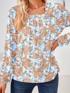 StyleCast Casual Floral Square Neck Top