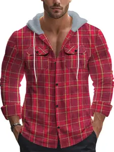 StyleCast x Revolte Men Checked Hooded Sweatshirt