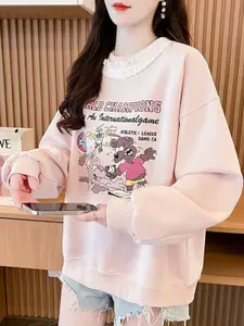 StyleCast x Revolte Women Graphic Printed Round Neck Cotton Pullover Sweatshirt