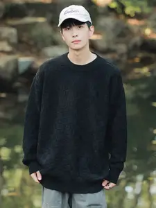 StyleCast x Revolte Men Round Neck Long Sleeves Longline Pullover Sweaters