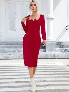 StyleCast Women Red Sheath Knee Length Dress