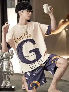 StyleCast Printed Pure Cotton T-shirt With Shorts