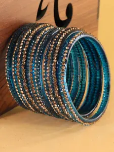 LAVAZZA Set Of 6 Fancy Glass Crystals Studded Bangles