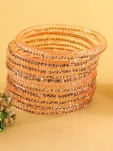 LAVAZZA Set Of 6 Fancy Glass Crystals Studded Bangles