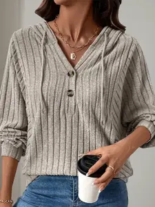 StyleCast x Revolte Women Striped Hooded Pullover Sweater