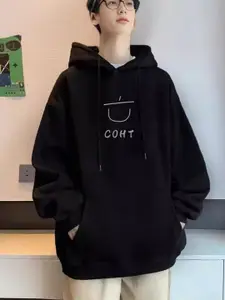 StyleCast x Revolte Men Typography Printed Hood Pullover Sweatshirt