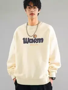 StyleCast x Revolte Men Typography Printed Round Neck Pullover Sweatshirt