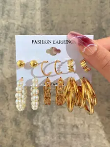 Celestique Set Of 6 Circular Shaped Korean Studs