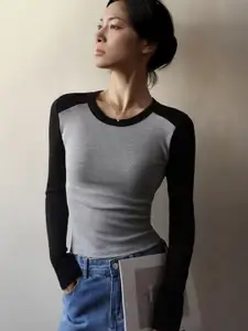 StyleCast Women Colourblocked Cotton Sweatshirt