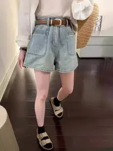 StyleCast Women High-Rise Relaxed Fit Denim Shorts