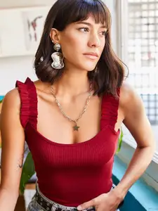 Olalook Women Cotton Crop Fitted Top