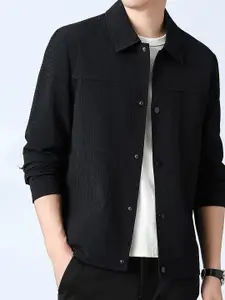 StyleCast x Revolte Men Black Casual Solid Windcheater Jacket