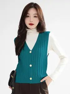 StyleCast V-Neck Cable Knit Sweater Vest