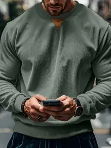 StyleCast x Revolte Men Solid Round Neck Long Sleeves Sweatshirt