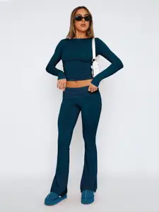 StyleCast Navy Blue Long Sleeves Top & Trousers Co-Ords Set