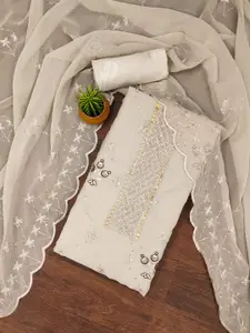 Panzora Floral Embroidered Sequinned Soft Georgette Unstitched Dress Material