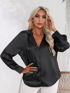 StyleCast Women Satin Opaque Long Sleeves Casual Shirt