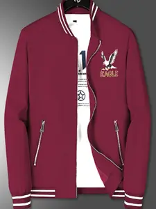 StyleCast x Revolte Men Eagle Embroidered Casual Bomber Jacket