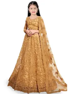 BAESD Girls Embroidered Semi-Stitched Lehenga & Unstitched Blouse With Dupatta