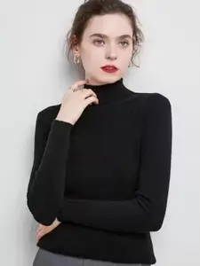 StyleCast Women Striped High Neck Pullover Sweaters