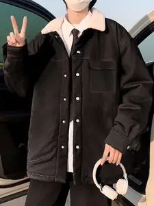 StyleCast x Revolte Men Spread Collar Solid Casual Windcheater Jacket