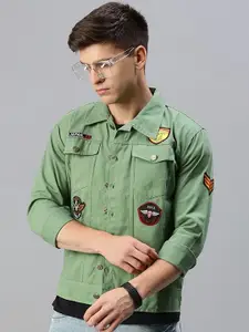 Kaali Peeli Men Outdoor Denim Jacket with Patchwork