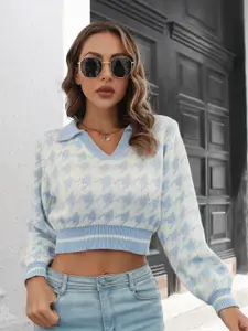 StyleCast Women Purple Printed Crop Pullover