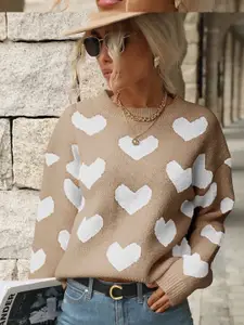 StyleCast x Revolte Women Self Design Round Neck Pullover