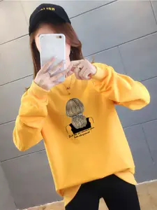 StyleCast x Revolte Graphic Printed Cotton Longline Sweatshirt