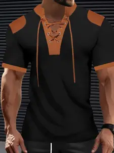 StyleCast x Revolte Men Solid Henley Neck T-shirt