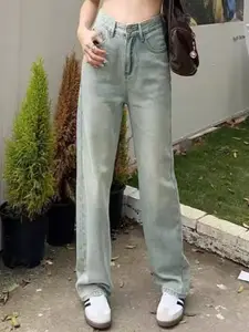 StyleCast Women Straight Fit High-Rise Jeans