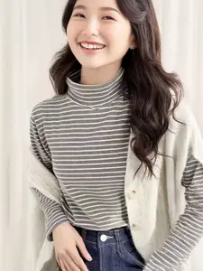 StyleCast Striped High Neck Woollen Sweater