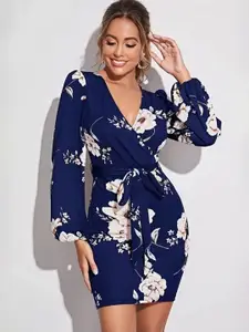 StyleCast x Revolte Floral Printed Mini Wrap Dress