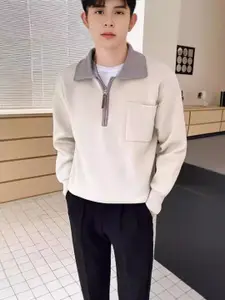 StyleCast x Revolte Men Shirt Collar Pullover Sweatshirt