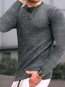 StyleCast x Revolte Men Self Design Pullover Sweatshirt