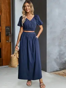 StyleCast Women Cotton Top With Skirt Co-Ords