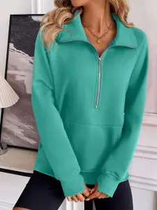 StyleCast x Revolte Women Solid Shirt Collar Pullover Sweatshirt