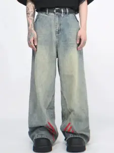StyleCast x Revolte Men Mid-Rise Wide Leg Heavy Fade Cotton Jeans