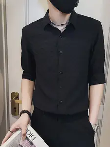 StyleCast x Revolte Men Spread Collar Textured  Formal Shirt