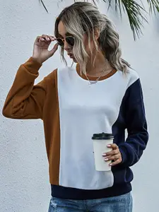 StyleCast Women Orange Colourblocked Sweatshirt