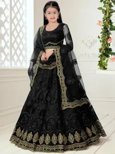 BAESD Girls Embellished Semi-Stitched Lehenga & Unstitched Blouse With Dupatta