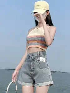 StyleCast Women High-Rise Denim Shorts