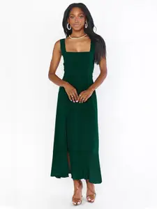 StyleCast x Revolte Green Square Neck Maxi Dress