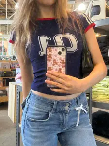 StyleCast Varsity Printed Crop T-shirt