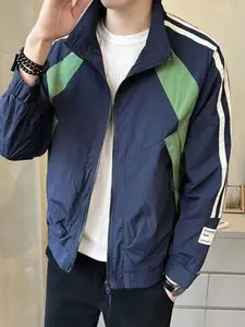 StyleCast x Revolte Men Colourblocked Mock Collar Tailored Jacket