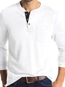 StyleCast x Revolte Men Solid Henley Neck Cotton T-shirt