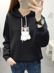 StyleCast x Revolte Women Graphic Printed Cotton Hooded Sweatshirt